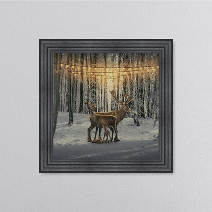 Winter Deer With Two Fawns Framed Wall Art