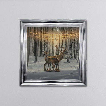 Winter Deer With Three Fawns Framed Wall Art