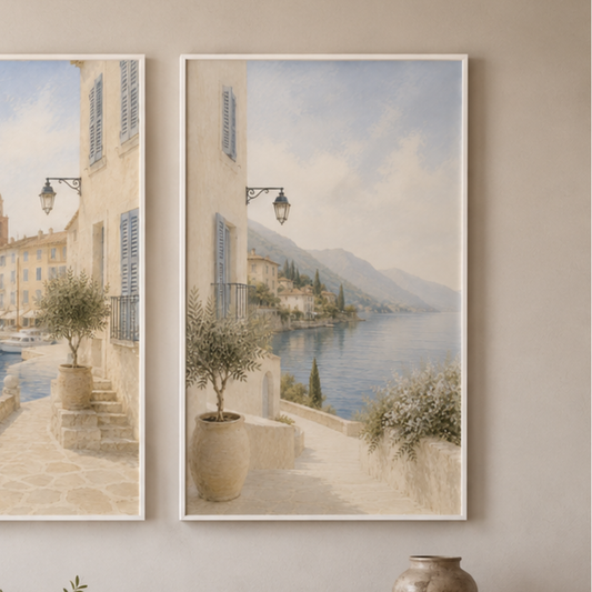 Lake Como Riviera Framed Canvas Art