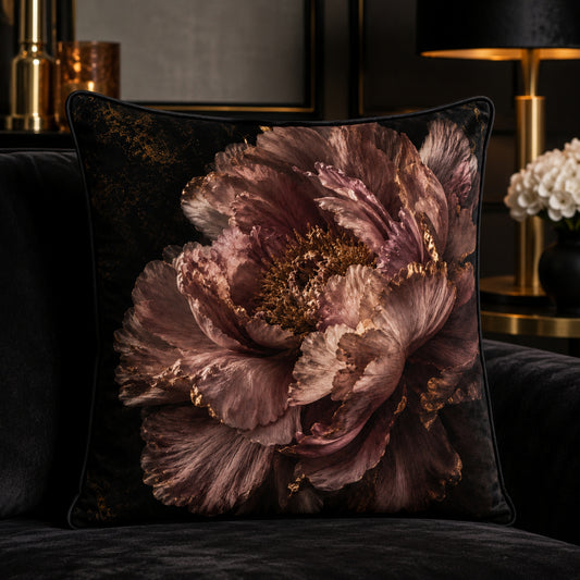 Dusky Peony Velvet Cushion - 60 x 60