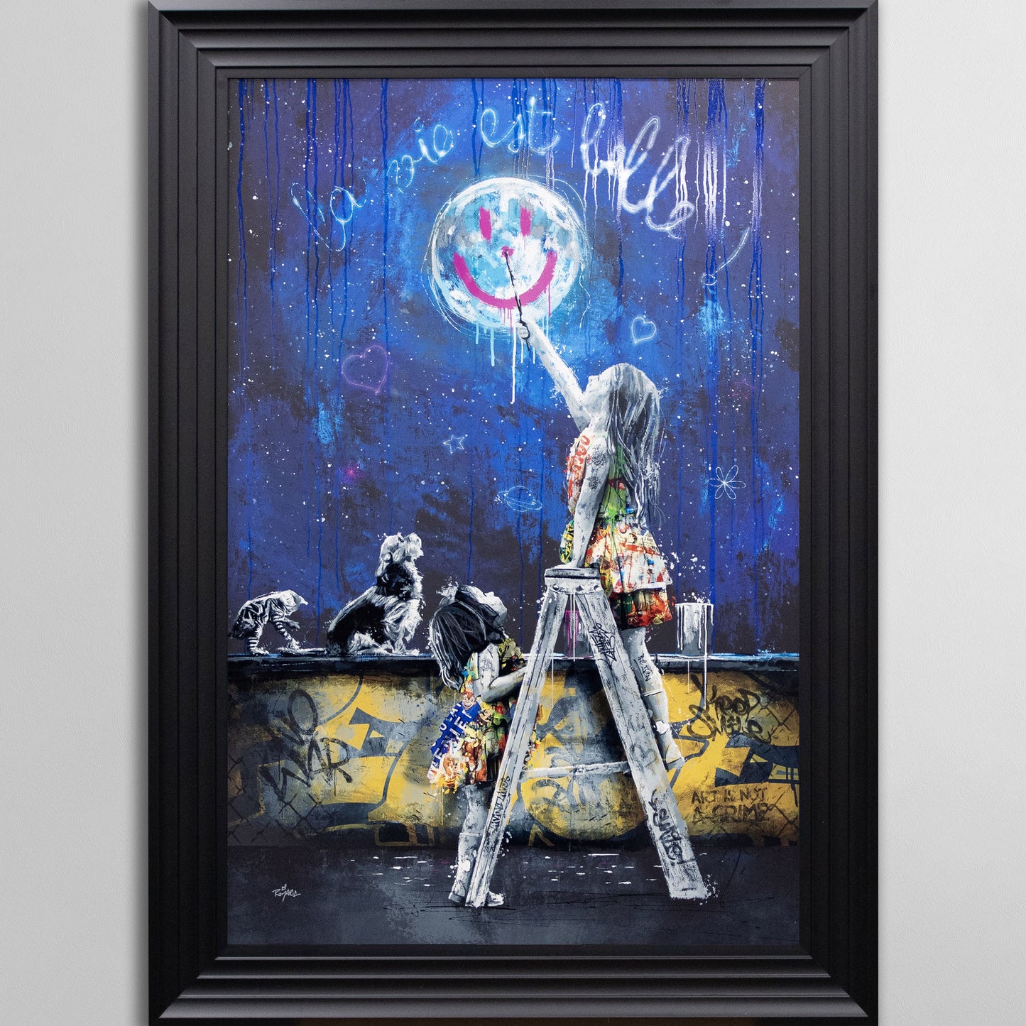 Les Petites Filles et la Lune by Romaric Framed Wall Art
