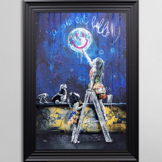 Les Petites Filles et la Lune by Romaric Framed Wall Art