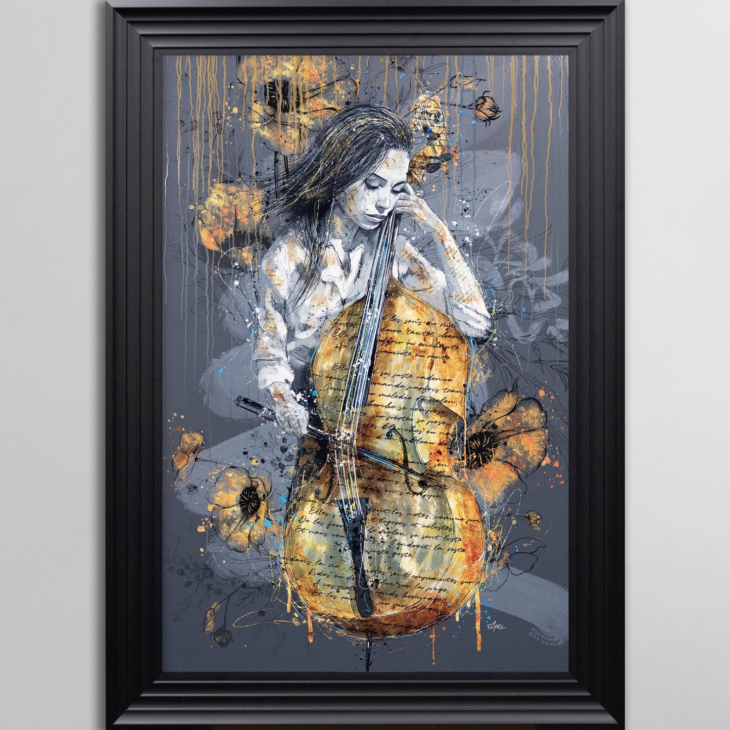 La Violoncelliste by Romaric Framed Wall Art