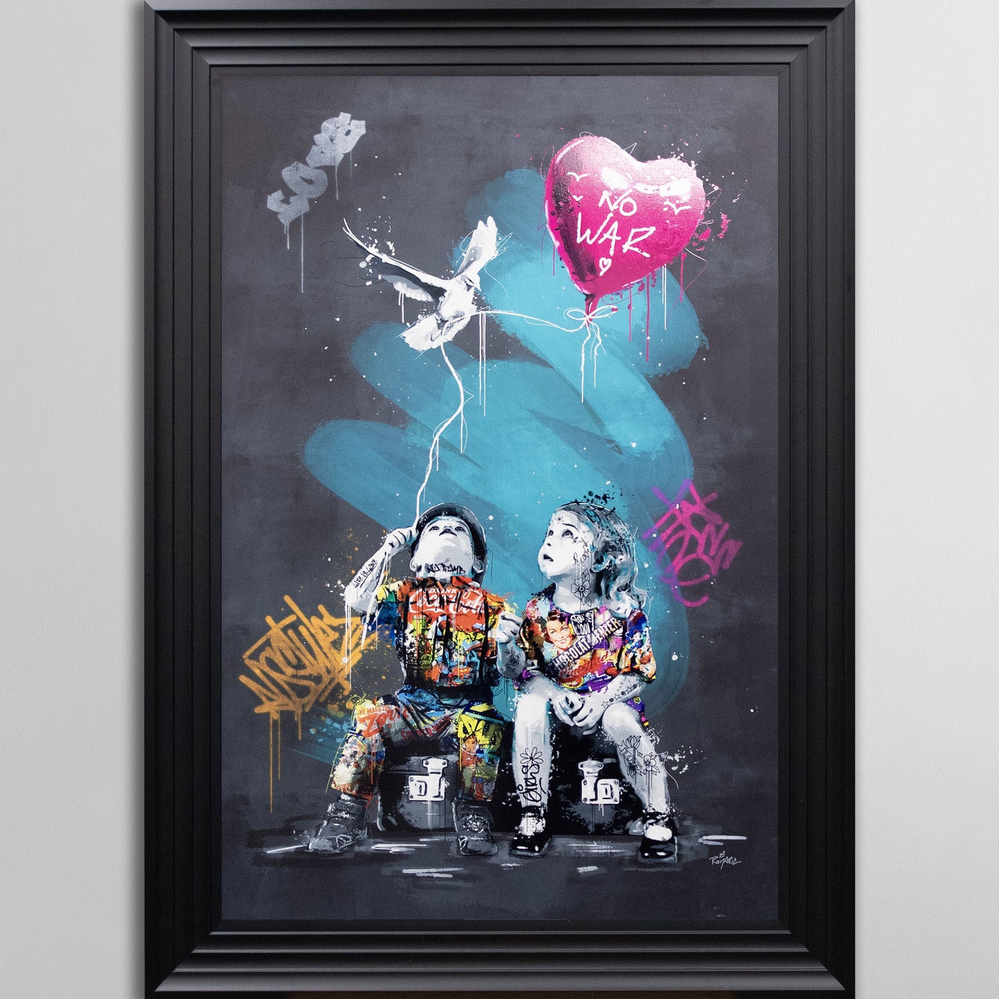 Garon, Fille & Colombe by Romaric Framed Wall Art