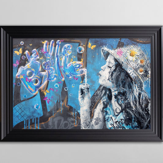 La Petite Fillet et les Bulles by Romaric Framed Wall Art