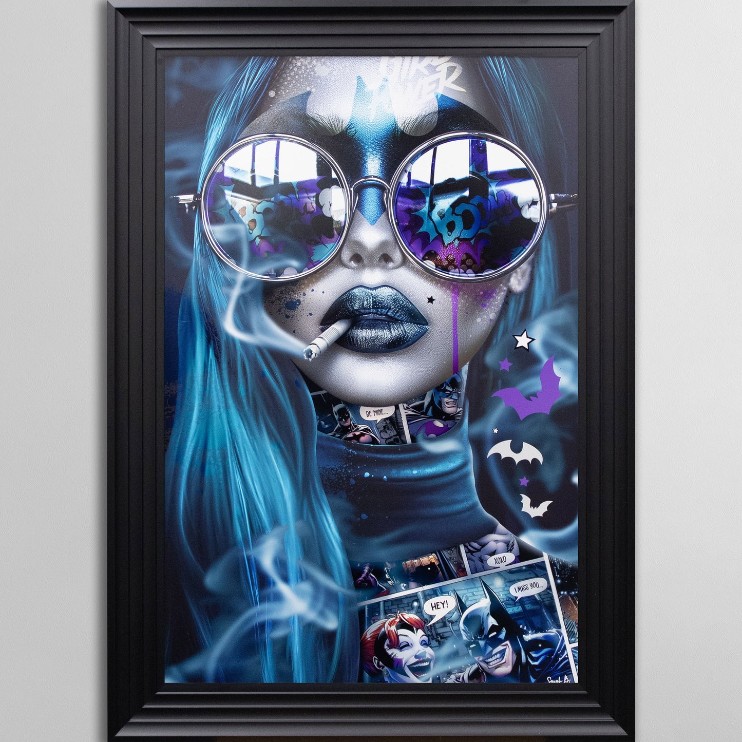 Bat Blue by Sarah B Framed Wall Art