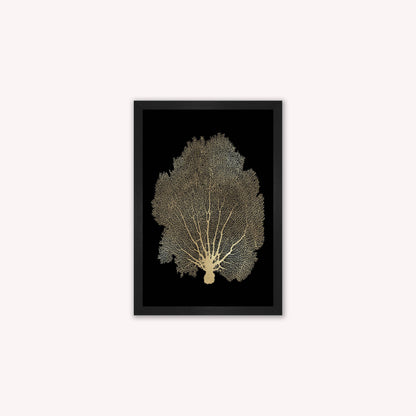 Luxury Velvet Art Print - Gold Leaf on Black 1 Framed Wall Art