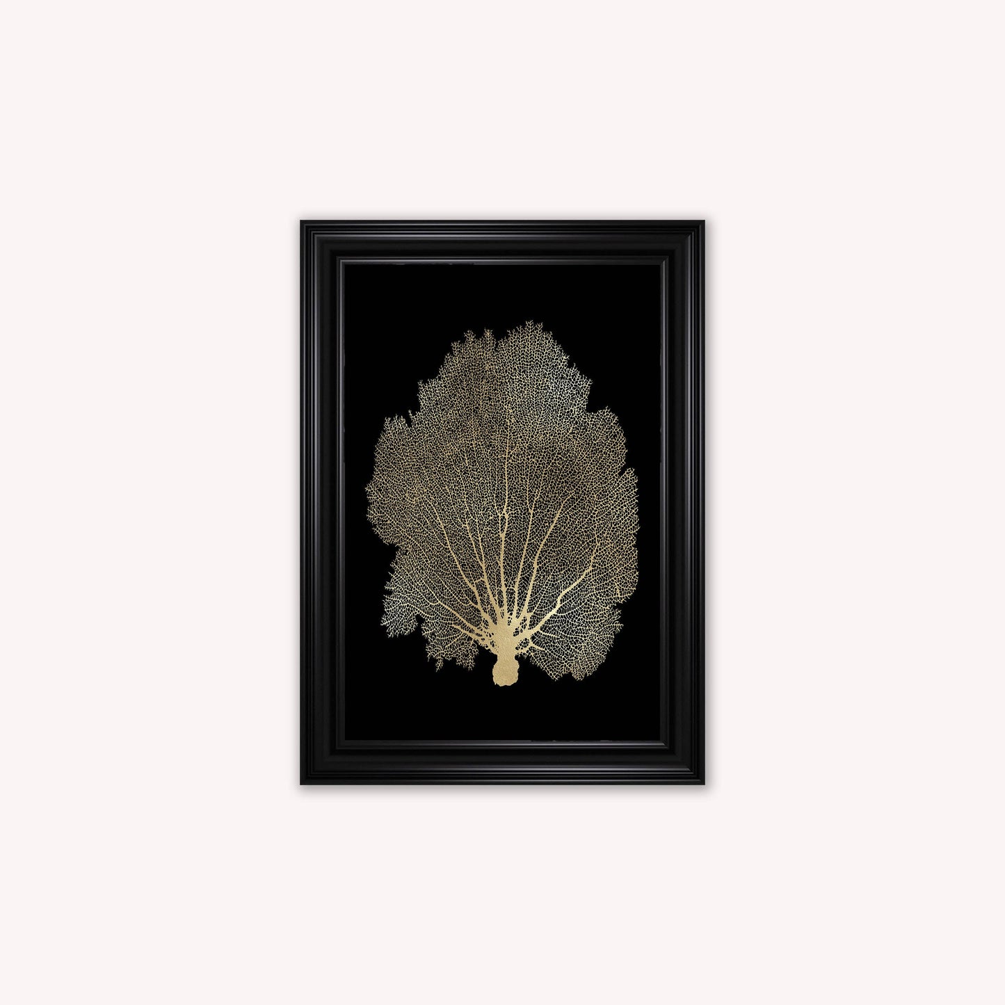 Luxury Velvet Art Print - Gold Leaf on Black 1 Framed Wall Art