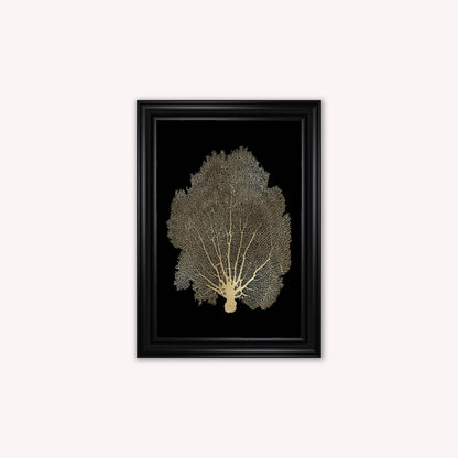 Luxury Velvet Art Print - Gold Leaf on Black 1 Framed Wall Art