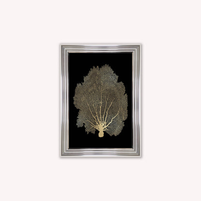 Luxury Velvet Art Print - Gold Leaf on Black 1 Framed Wall Art