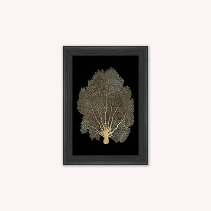 Luxury Velvet Art Print - Gold Leaf on Black 1 Framed Wall Art