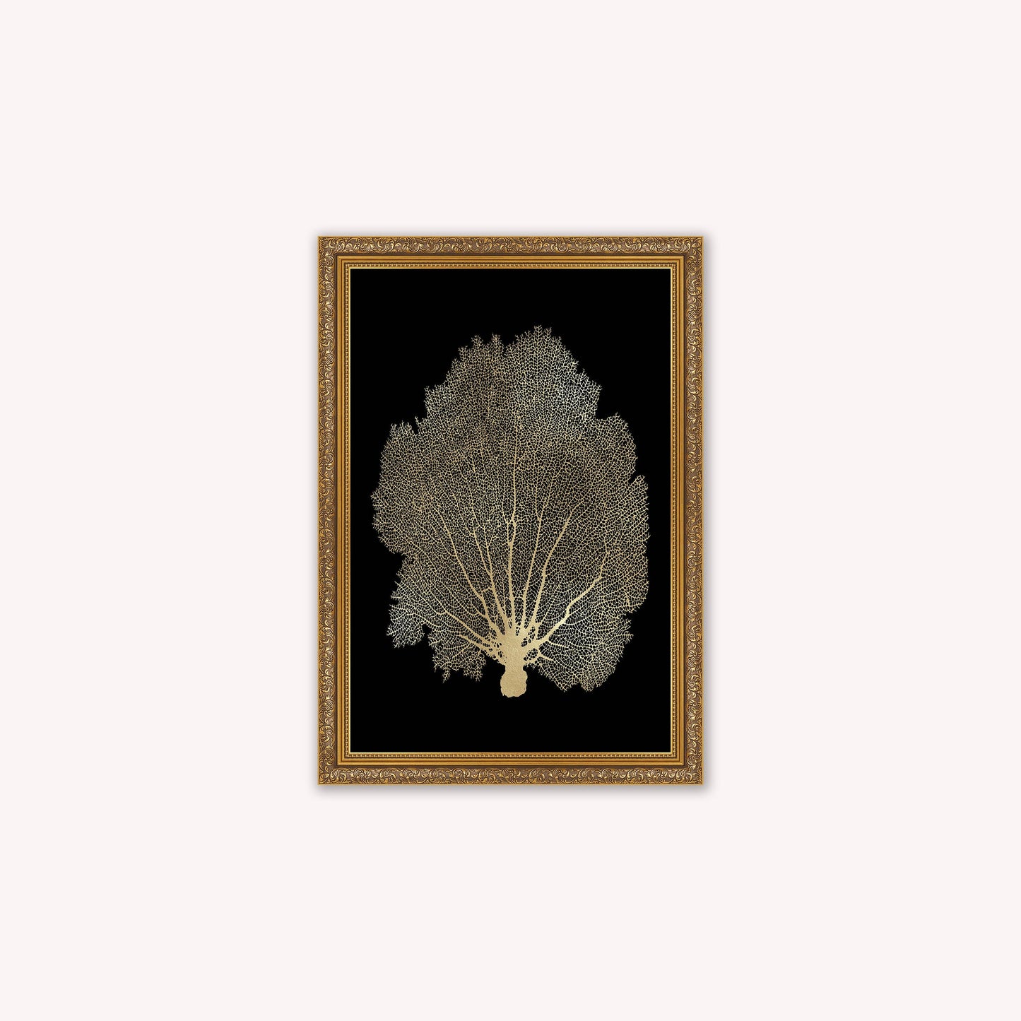 Luxury Velvet Art Print - Gold Leaf on Black 1 Framed Wall Art