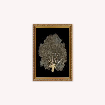 Luxury Velvet Art Print - Gold Leaf on Black 1 Framed Wall Art