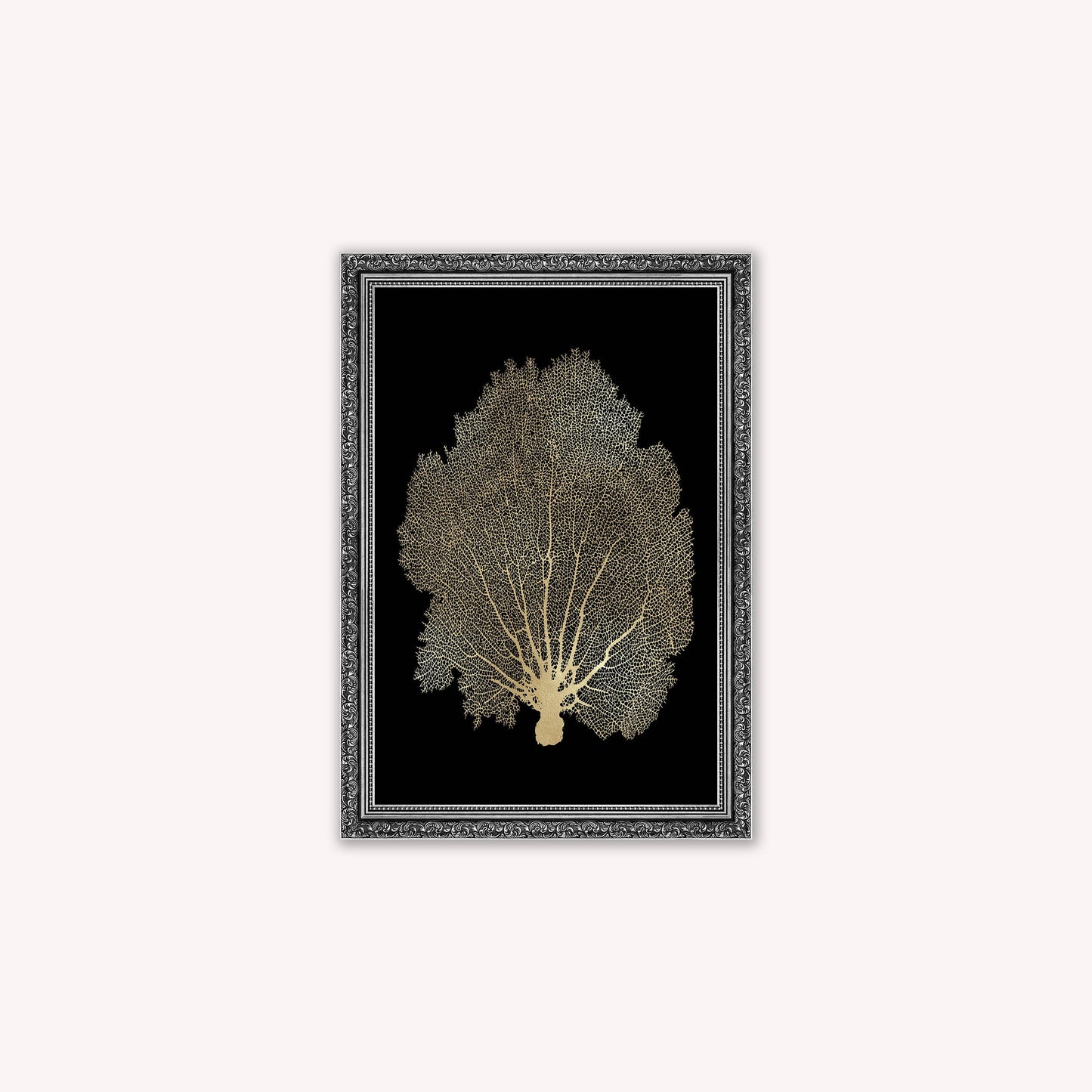 Luxury Velvet Art Print - Gold Leaf on Black 1 Framed Wall Art