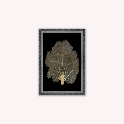Luxury Velvet Art Print - Gold Leaf on Black 1 Framed Wall Art