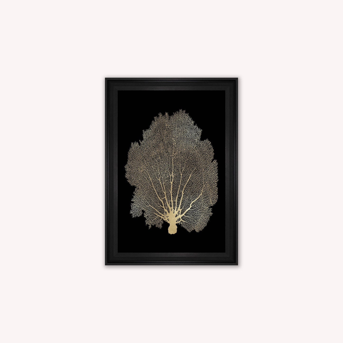 Luxury Velvet Art Print - Gold Leaf on Black 1 Framed Wall Art