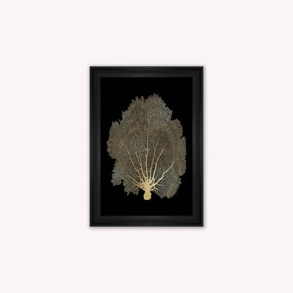 Luxury Velvet Art Print - Gold Leaf on Black 1 Framed Wall Art