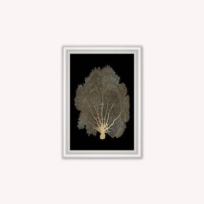 Luxury Velvet Art Print - Gold Leaf on Black 1 Framed Wall Art