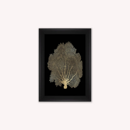 Luxury Velvet Art Print - Gold Leaf on Black 1 Framed Wall Art