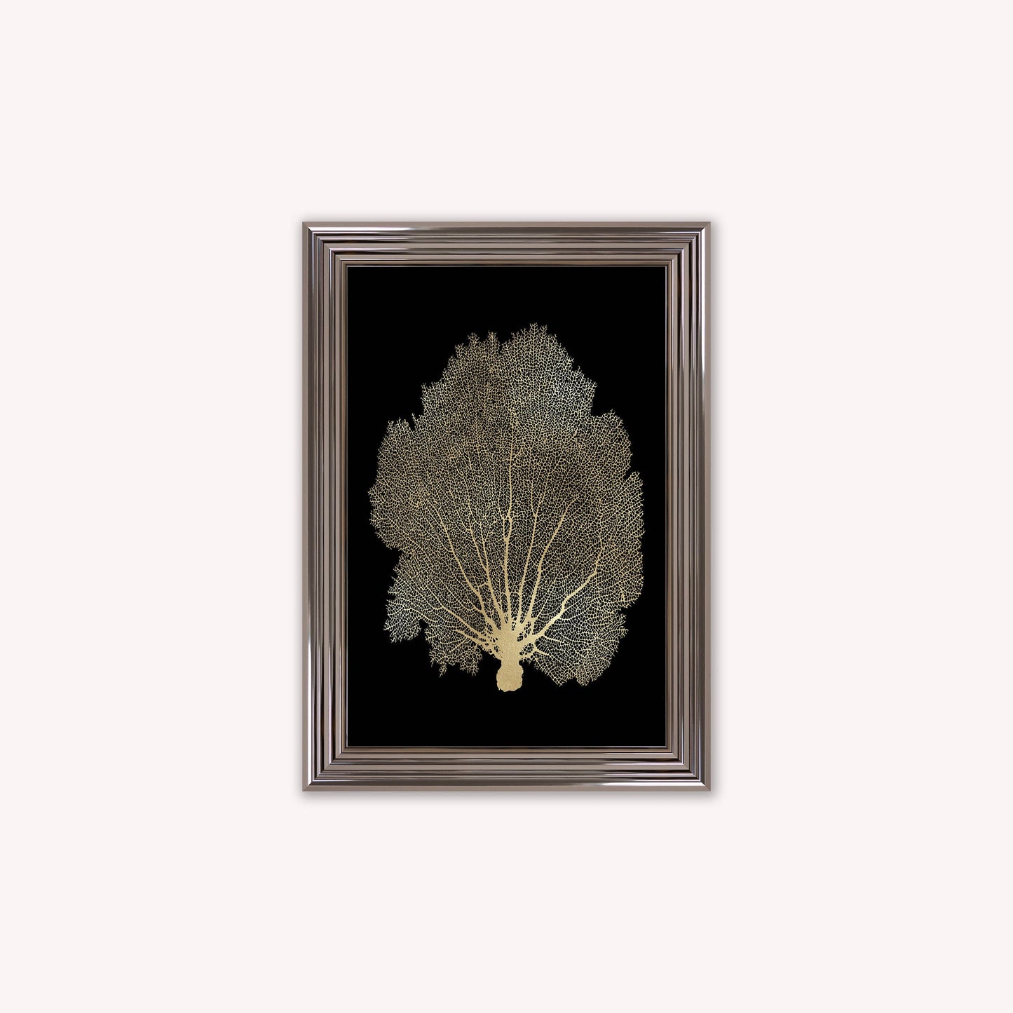 Luxury Velvet Art Print - Gold Leaf on Black 1 Framed Wall Art