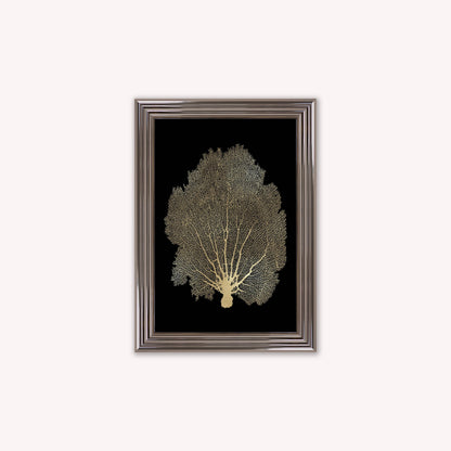 Luxury Velvet Art Print - Gold Leaf on Black 1 Framed Wall Art