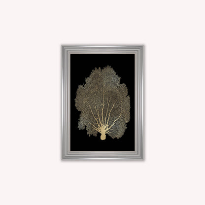 Luxury Velvet Art Print - Gold Leaf on Black 1 Framed Wall Art