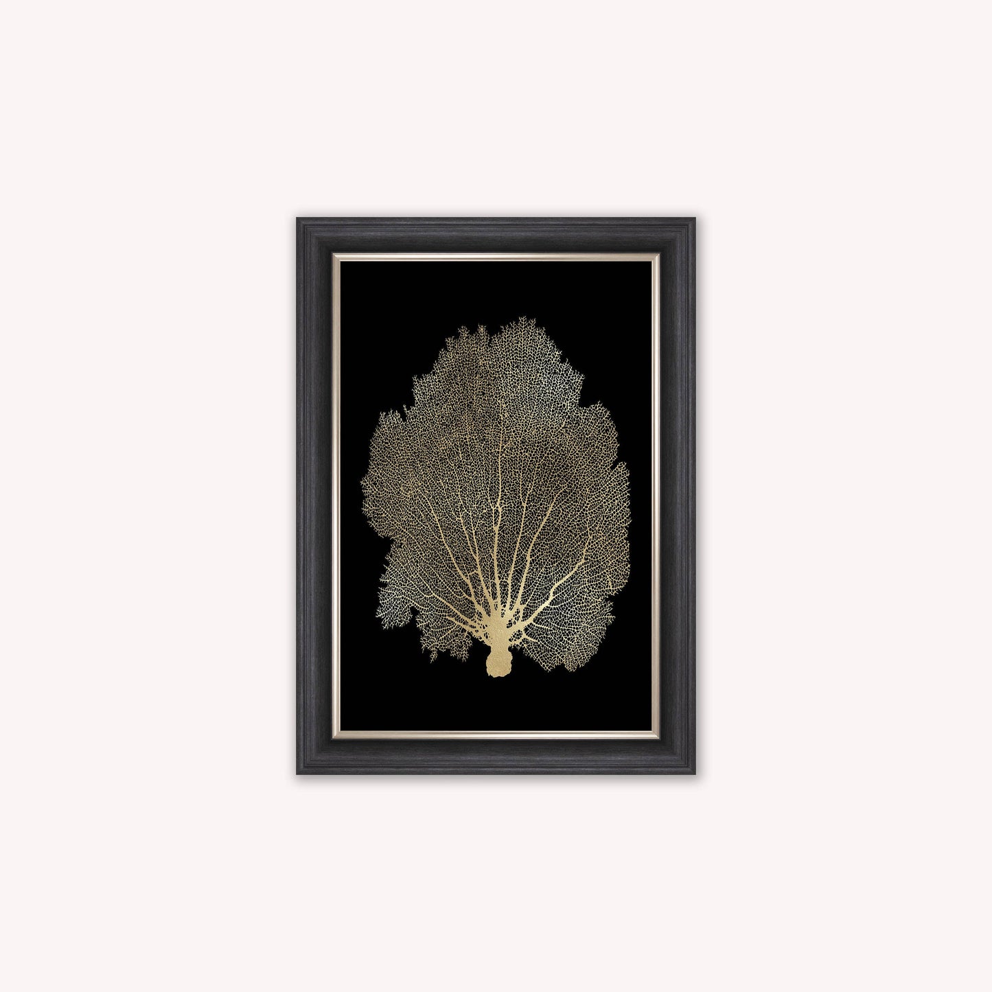 Luxury Velvet Art Print - Gold Leaf on Black 1 Framed Wall Art