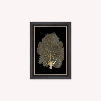 Luxury Velvet Art Print - Gold Leaf on Black 1 Framed Wall Art