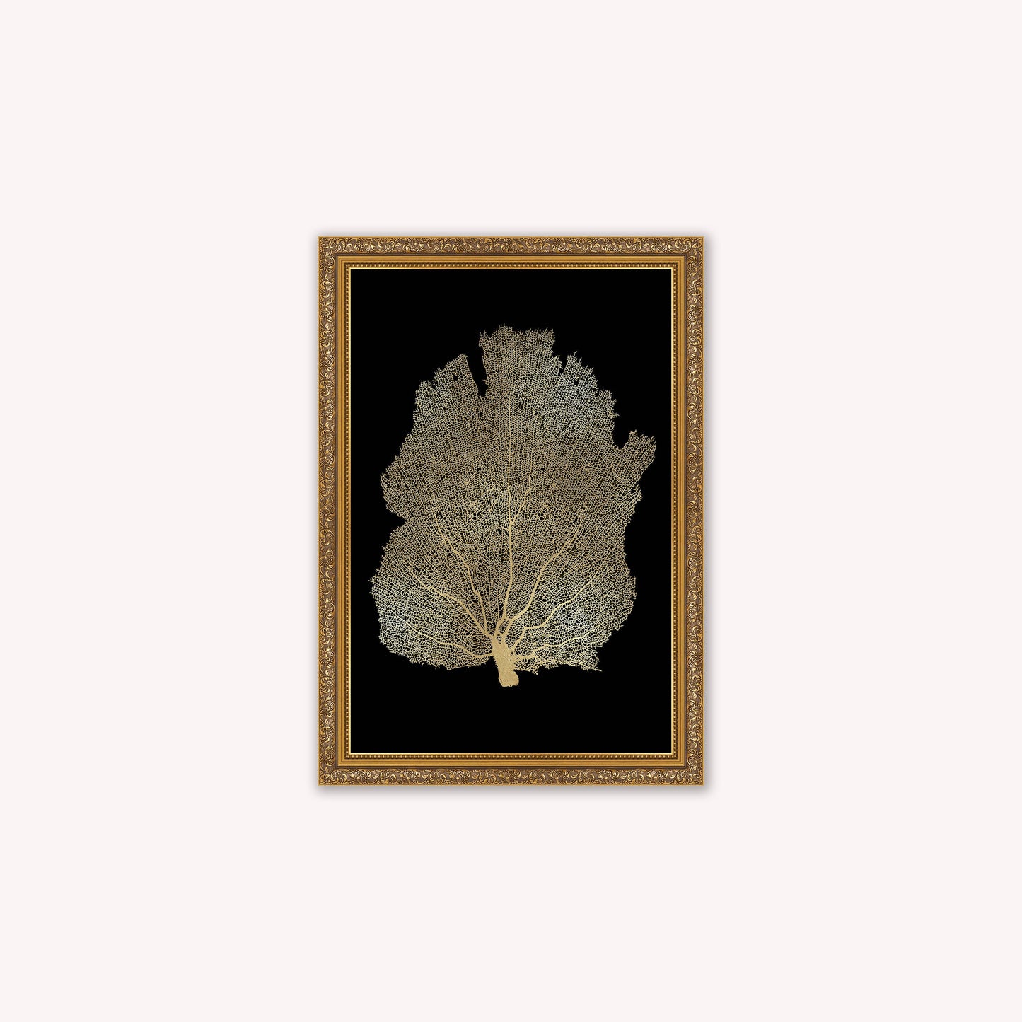 Luxury Velvet Art Print - Gold Leaf on Black 2 Framed Wall Art