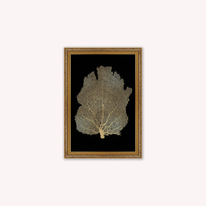 Luxury Velvet Art Print - Gold Leaf on Black 2 Framed Wall Art