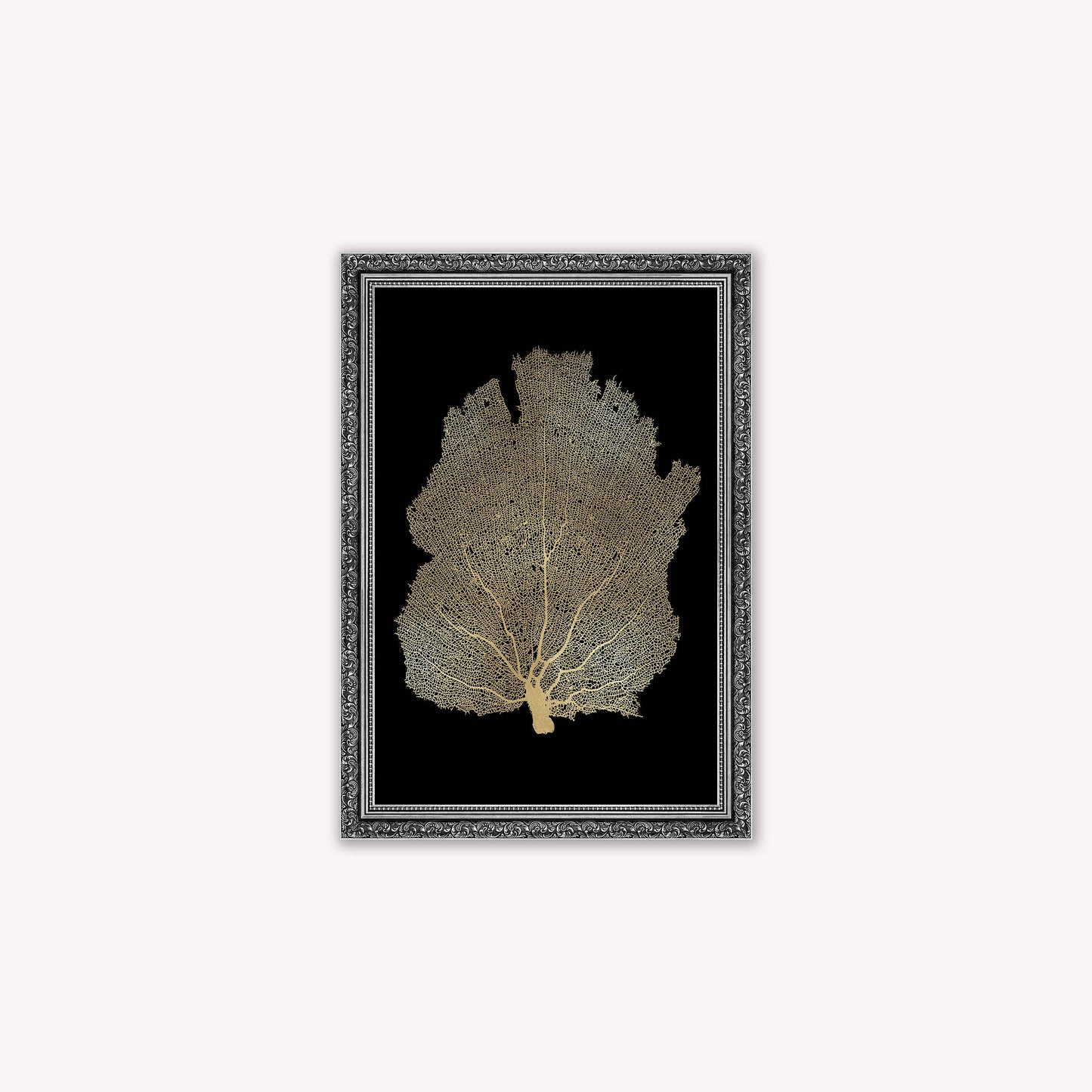 Luxury Velvet Art Print - Gold Leaf on Black 2 Framed Wall Art