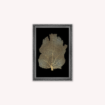 Luxury Velvet Art Print - Gold Leaf on Black 2 Framed Wall Art