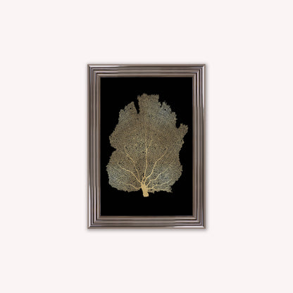 Luxury Velvet Art Print - Gold Leaf on Black 2 Framed Wall Art