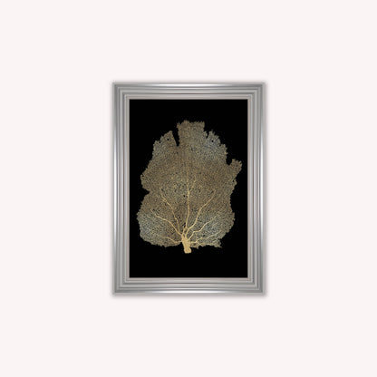 Luxury Velvet Art Print - Gold Leaf on Black 2 Framed Wall Art