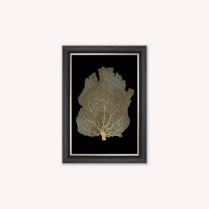 Luxury Velvet Art Print - Gold Leaf on Black 2 Framed Wall Art