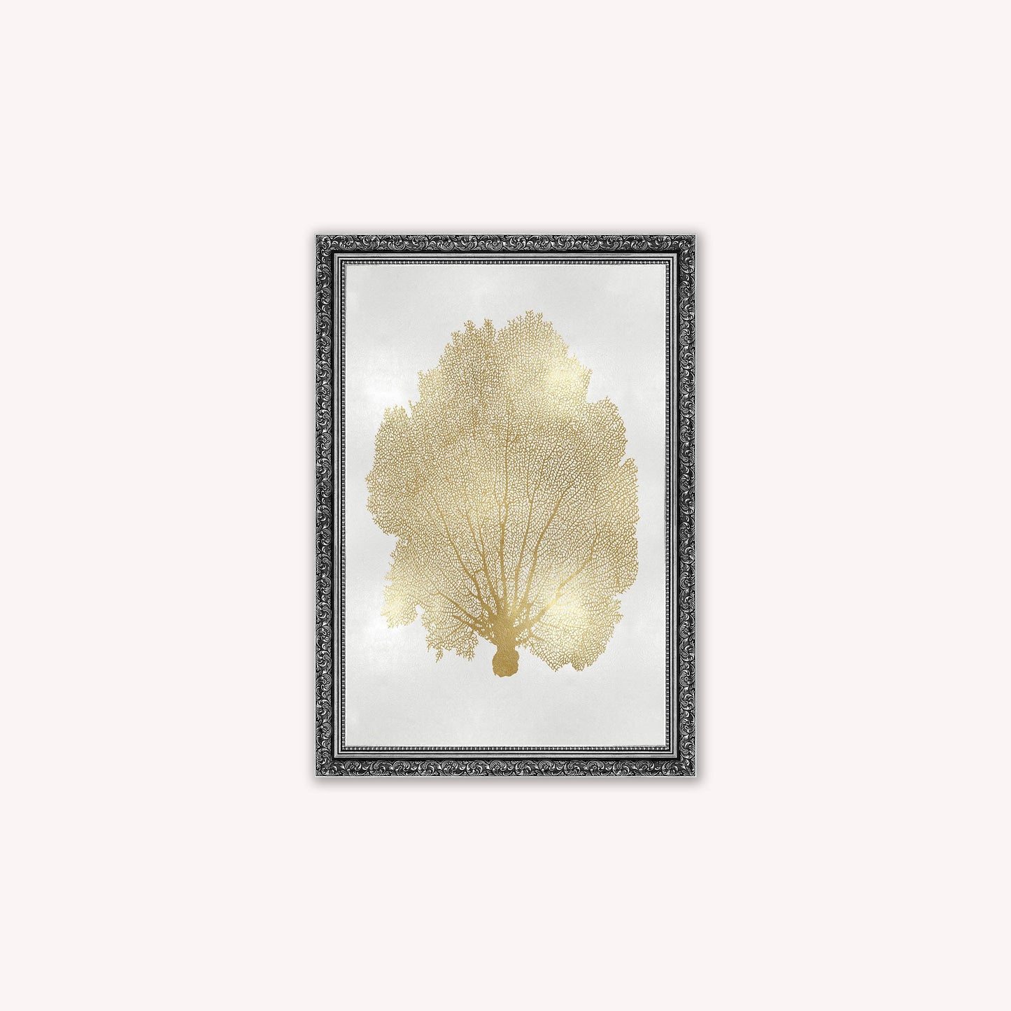 Luxury Velvet Art Print - Gold Leaf on Cream 1 Framed Wall Art