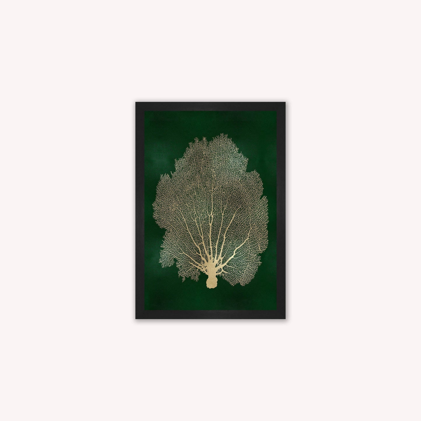 Luxury Velvet Art Print - Gold Leaf on Green 1 Framed Wall Art