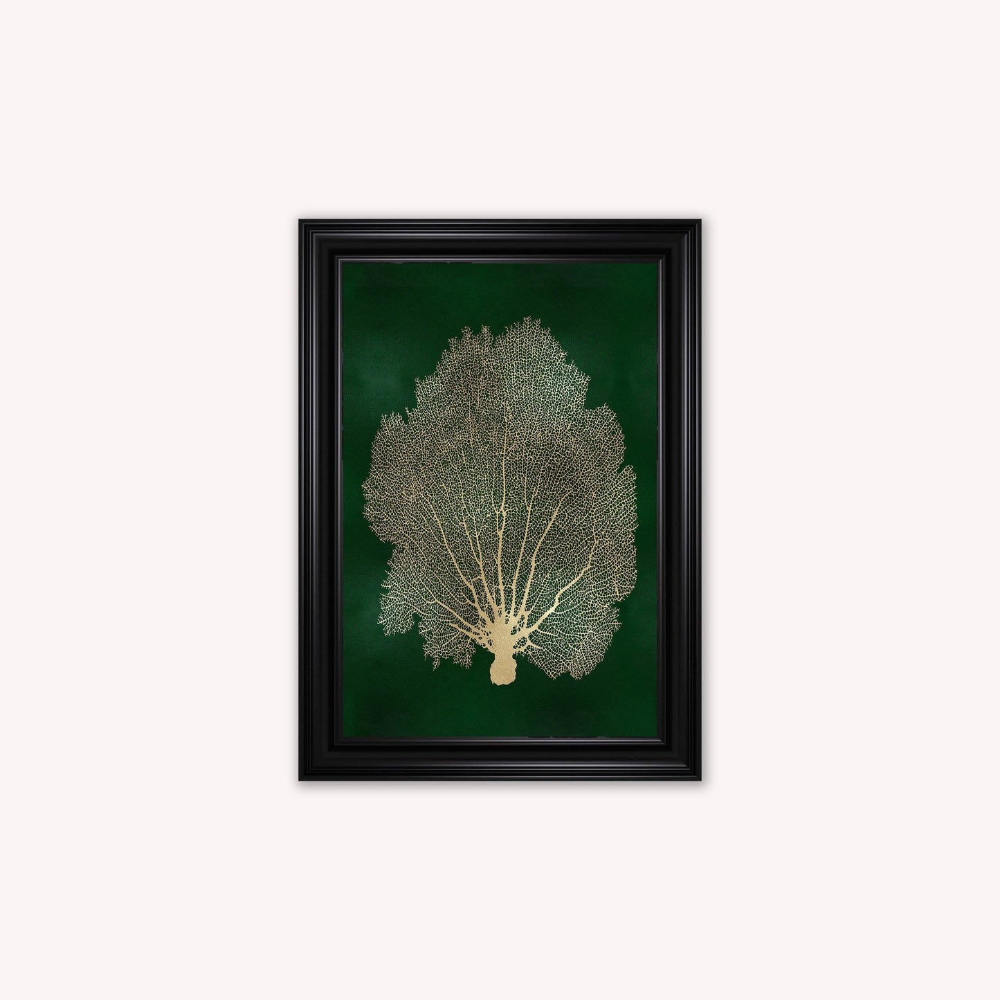 Luxury Velvet Art Print - Gold Leaf on Green 1 Framed Wall Art