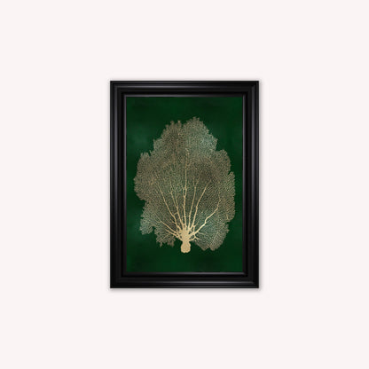 Luxury Velvet Art Print - Gold Leaf on Green 1 Framed Wall Art