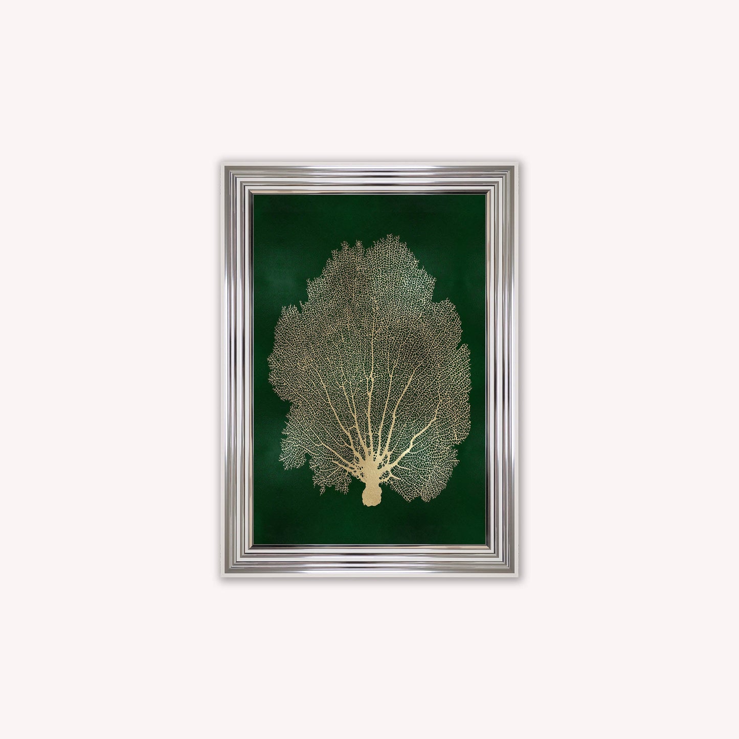 Luxury Velvet Art Print - Gold Leaf on Green 1 Framed Wall Art