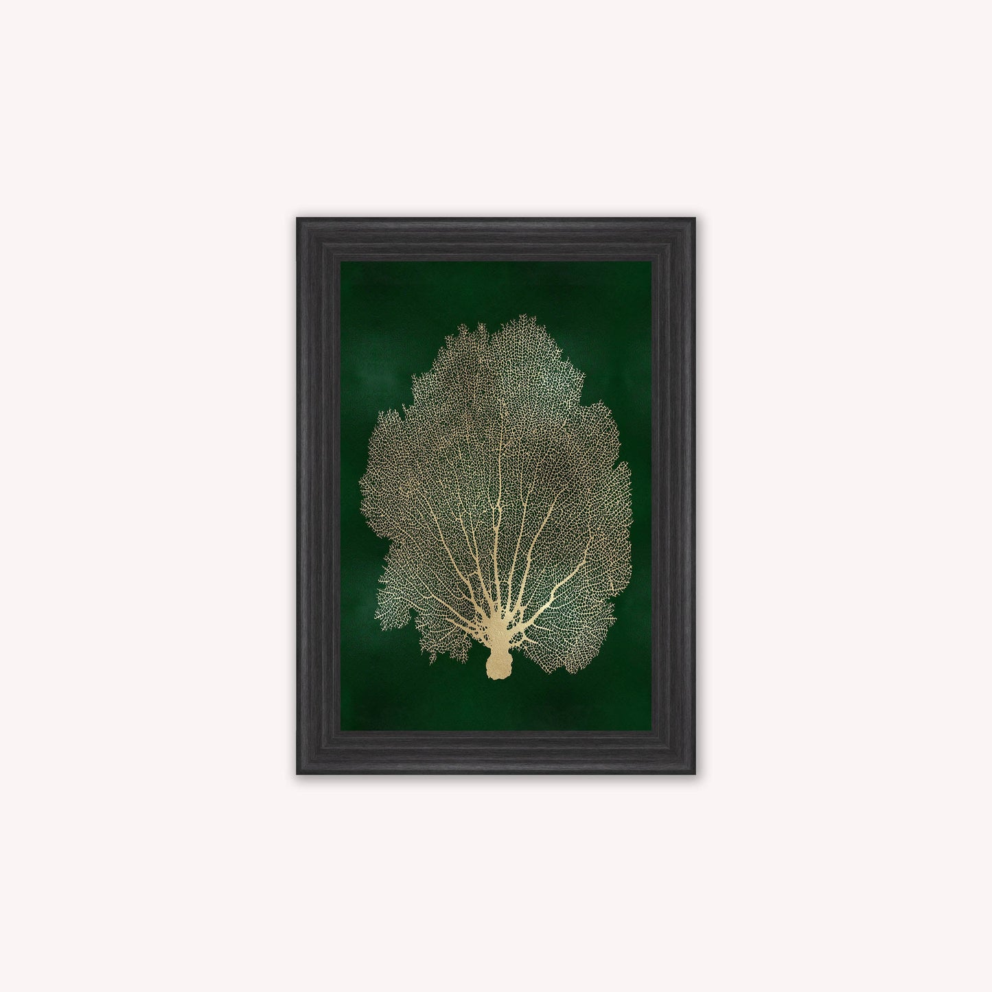 Luxury Velvet Art Print - Gold Leaf on Green 1 Framed Wall Art
