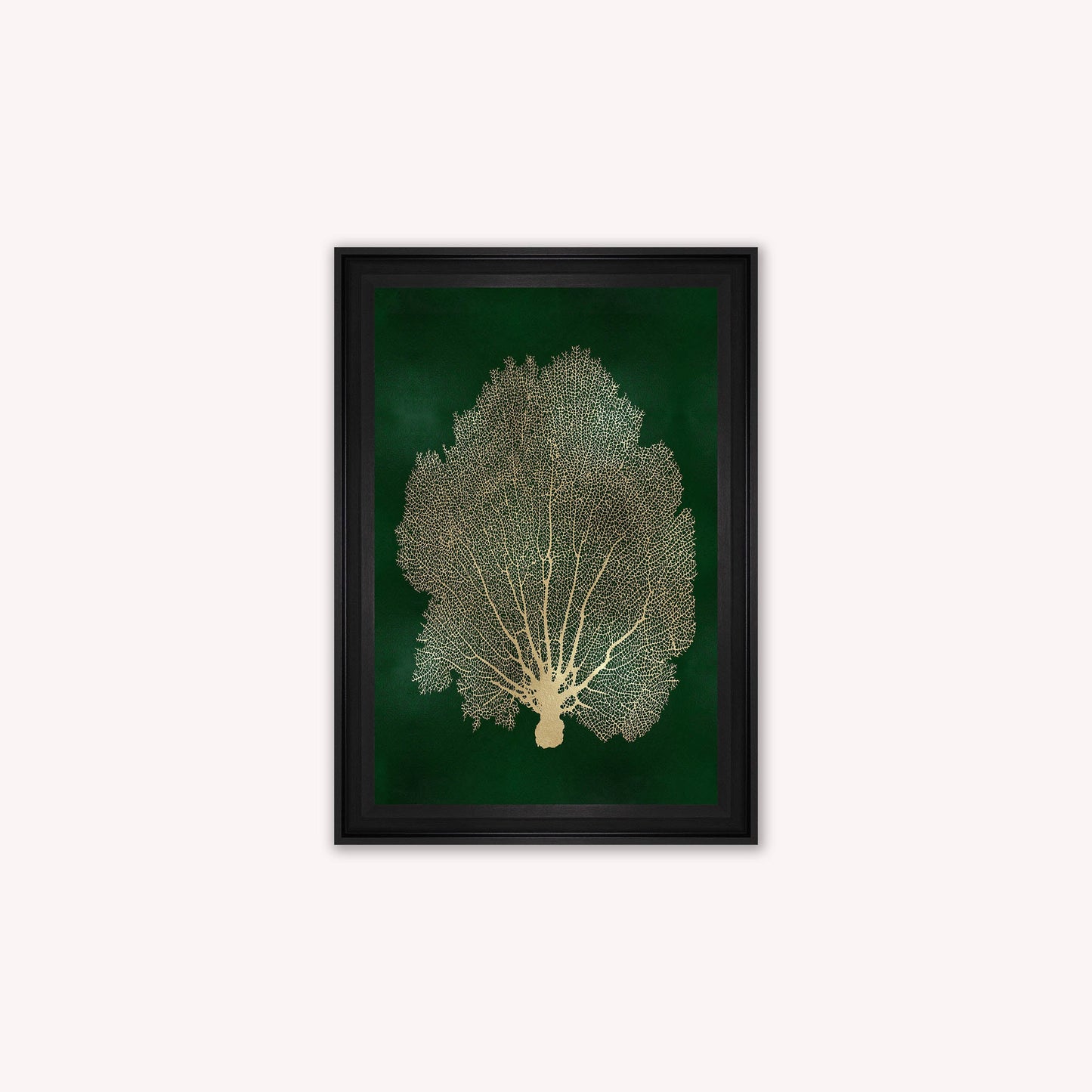 Luxury Velvet Art Print - Gold Leaf on Green 1 Framed Wall Art