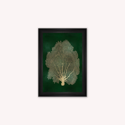 Luxury Velvet Art Print - Gold Leaf on Green 1 Framed Wall Art