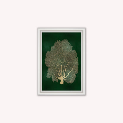 Luxury Velvet Art Print - Gold Leaf on Green 1 Framed Wall Art