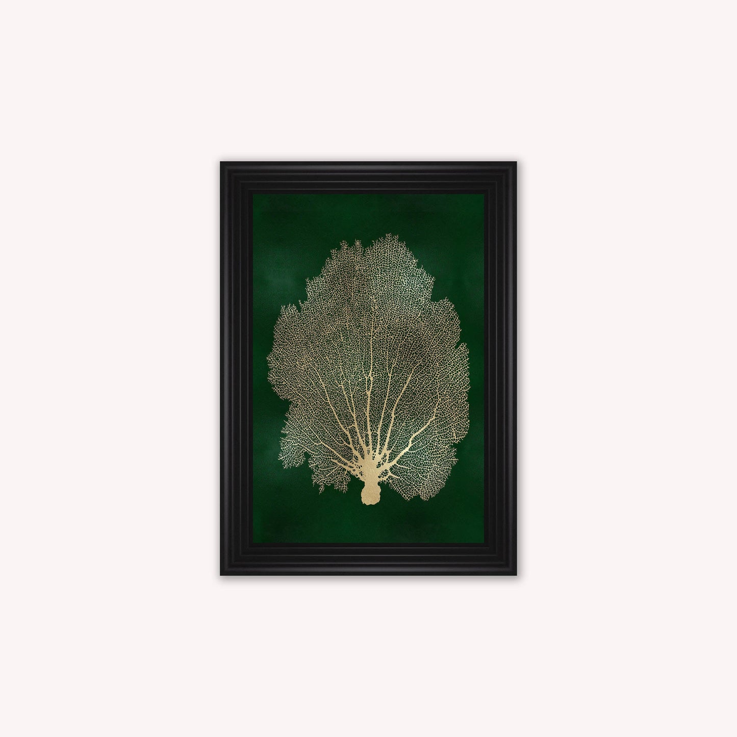Luxury Velvet Art Print - Gold Leaf on Green 1 Framed Wall Art
