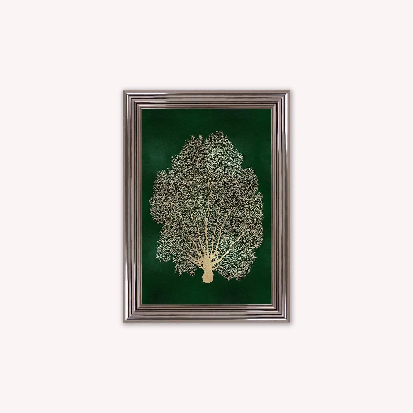 Luxury Velvet Art Print - Gold Leaf on Green 1 Framed Wall Art