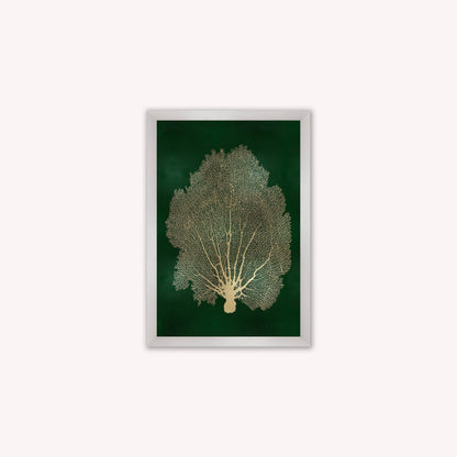 Luxury Velvet Art Print - Gold Leaf on Green 1 Framed Wall Art