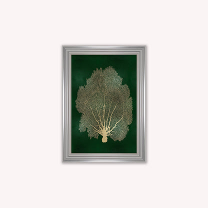 Luxury Velvet Art Print - Gold Leaf on Green 1 Framed Wall Art