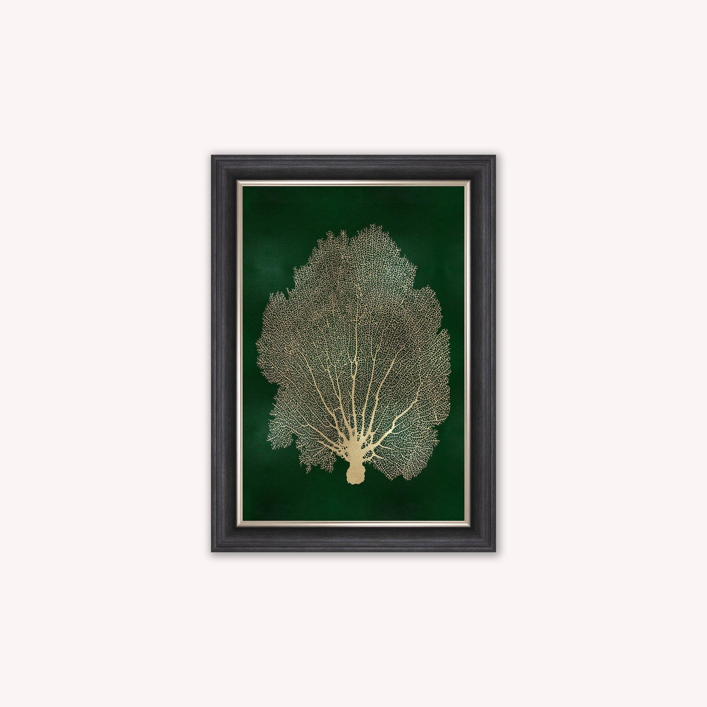 Luxury Velvet Art Print - Gold Leaf on Green 1 Framed Wall Art