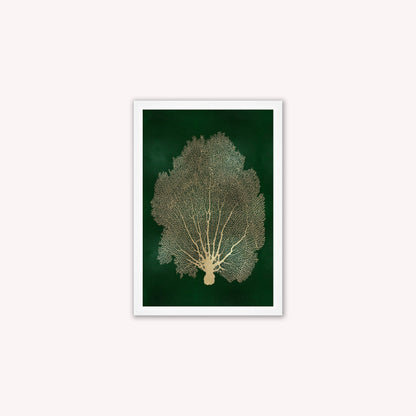 Luxury Velvet Art Print - Gold Leaf on Green 1 Framed Wall Art